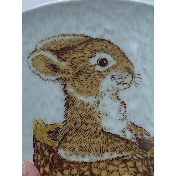 Vtg Otagiri Japan Mushrooms Cottagecore Rabbit Tree Trunk Mug Cup Ivory Stone - Picture 8 of 8